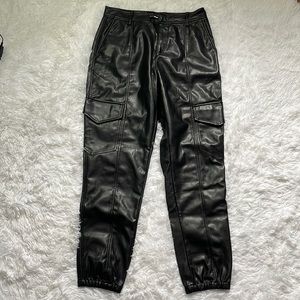 Black faux leather pants. Size M.